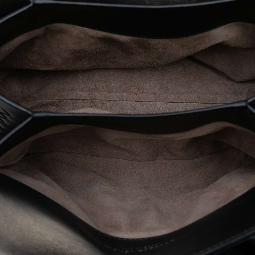 Bottega Veneta Small Intrecciato Trimmed Metallic Nappa Grommet Piazza Satchel Brown Leather Very good - Model View