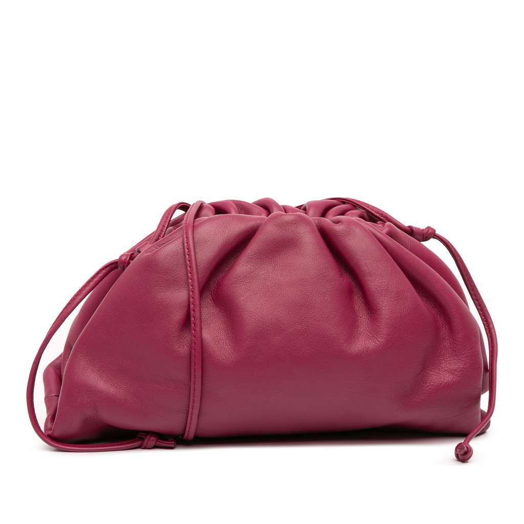 Bottega Veneta Lambskin The Mini Pouch Crossbody Purple Leather Good condition - Front View