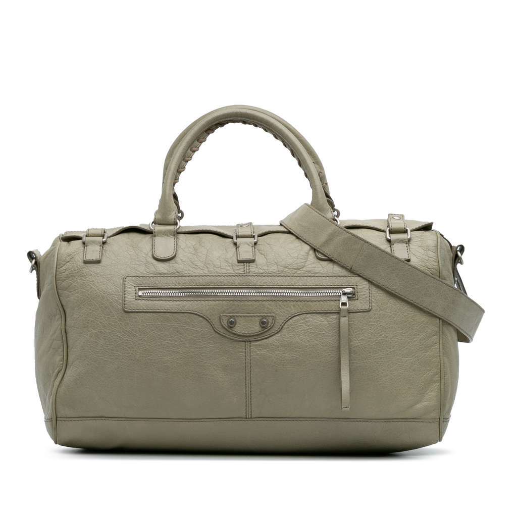Balenciaga Small Lambskin Motocross Classic Squash Duffle Bag Brown Leather Very good condition - Front View