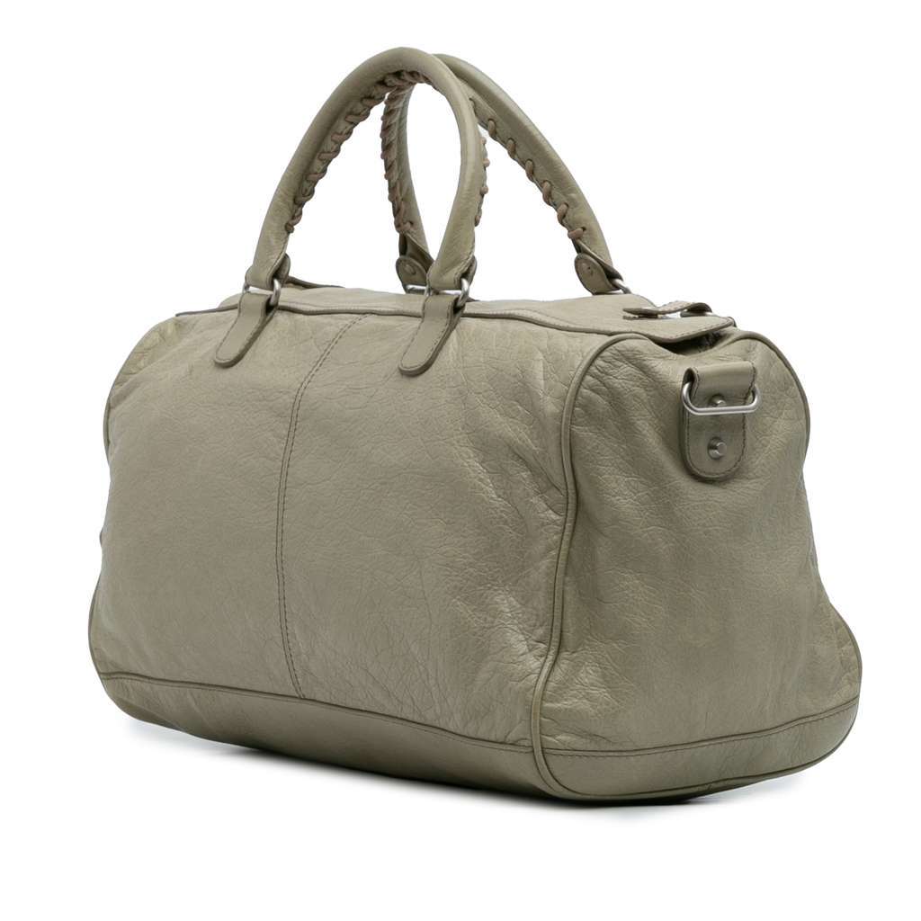 Balenciaga Small Lambskin Motocross Classic Squash Duffle Bag Brown Leather Very good condition - Back View