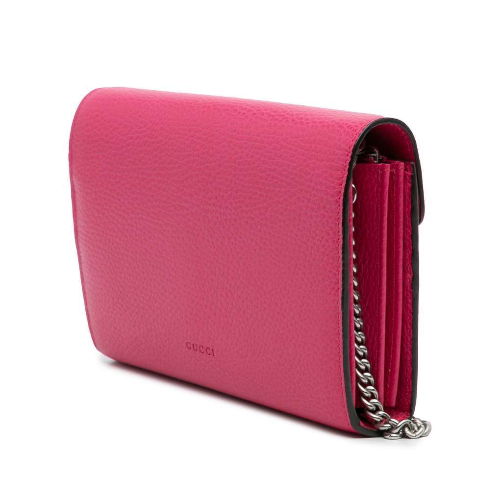 Gucci Mini Leather Dionysus Wallet on Chain Pink Leather Very good - Back View