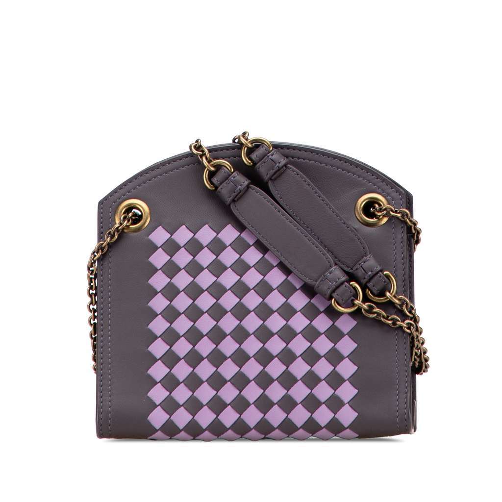 Bottega Veneta Nappa Intrecciato Chain Wallet Grey Leather Very good condition - Front View