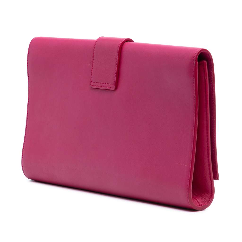 Saint Laurent Leather Chyc Ligne Clutch Pink Leather Good - Back View