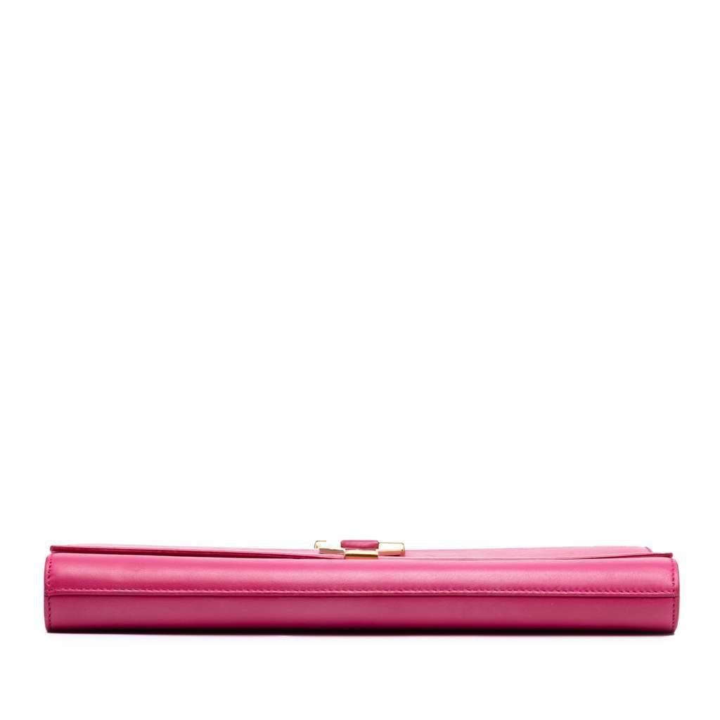 Saint Laurent Leather Chyc Ligne Clutch Pink Leather Good - Inside View