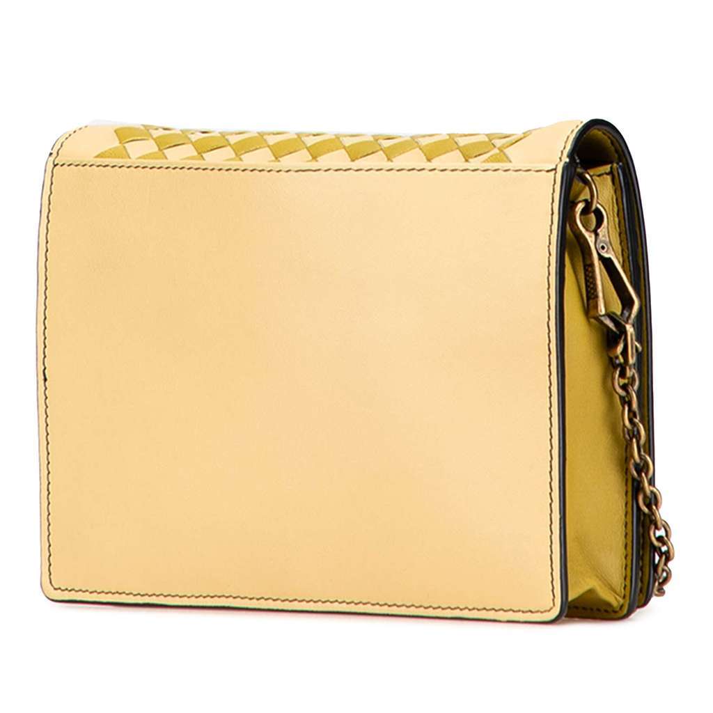 Bottega Veneta Nappa Intrecciato Studded Wallet on Chain Yellow Leather Very good - Back View