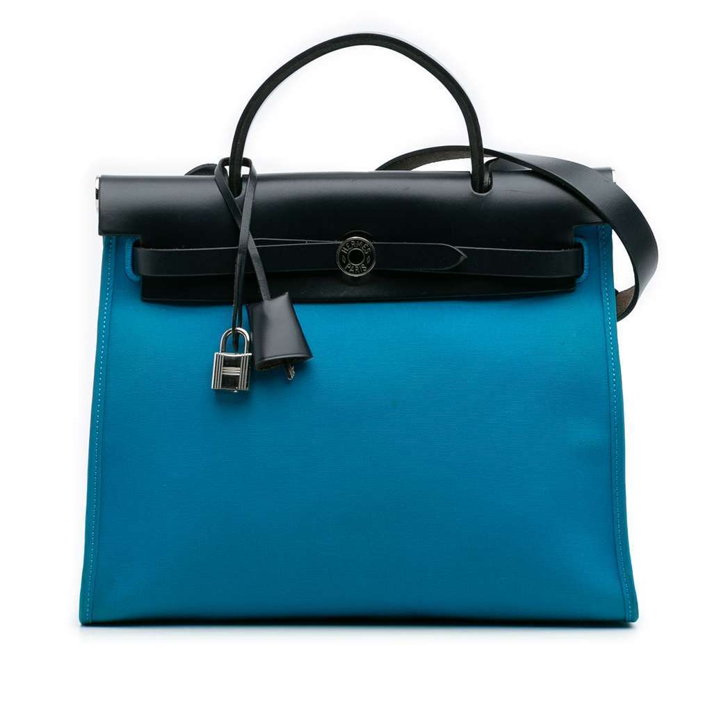 Hermès Toile Herbag Zip 31 Blue Canvas Good condition - Front View