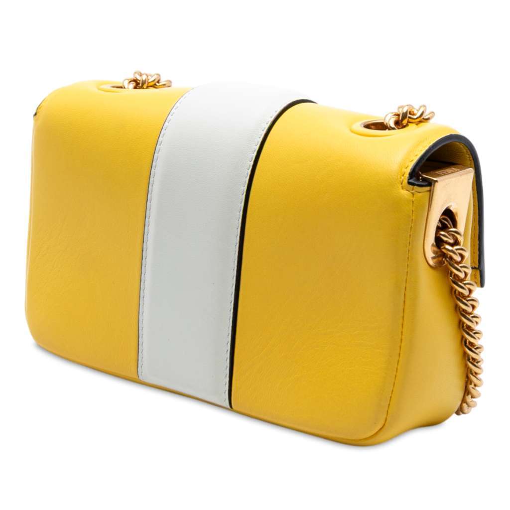 Fendi Mini Bicolor Nappa Apolo Chain Baguette Shoulder Bag Yellow Leather Very good - Back View