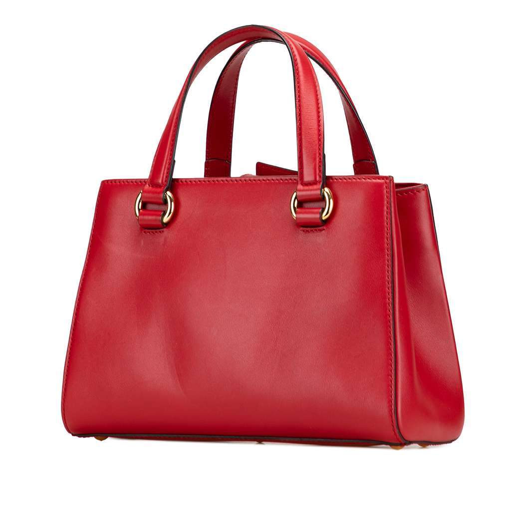 Gucci Leather Sylvie Web Top Handle Satchel Red Leather Good - Back View