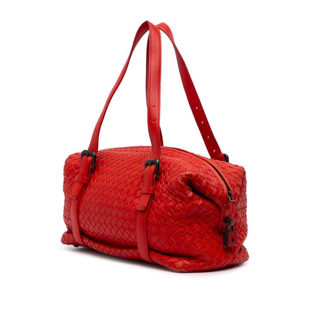 Bottega Veneta Nappa Intrecciato Montaigne Shoulder Bag Red Leather Good - Back View