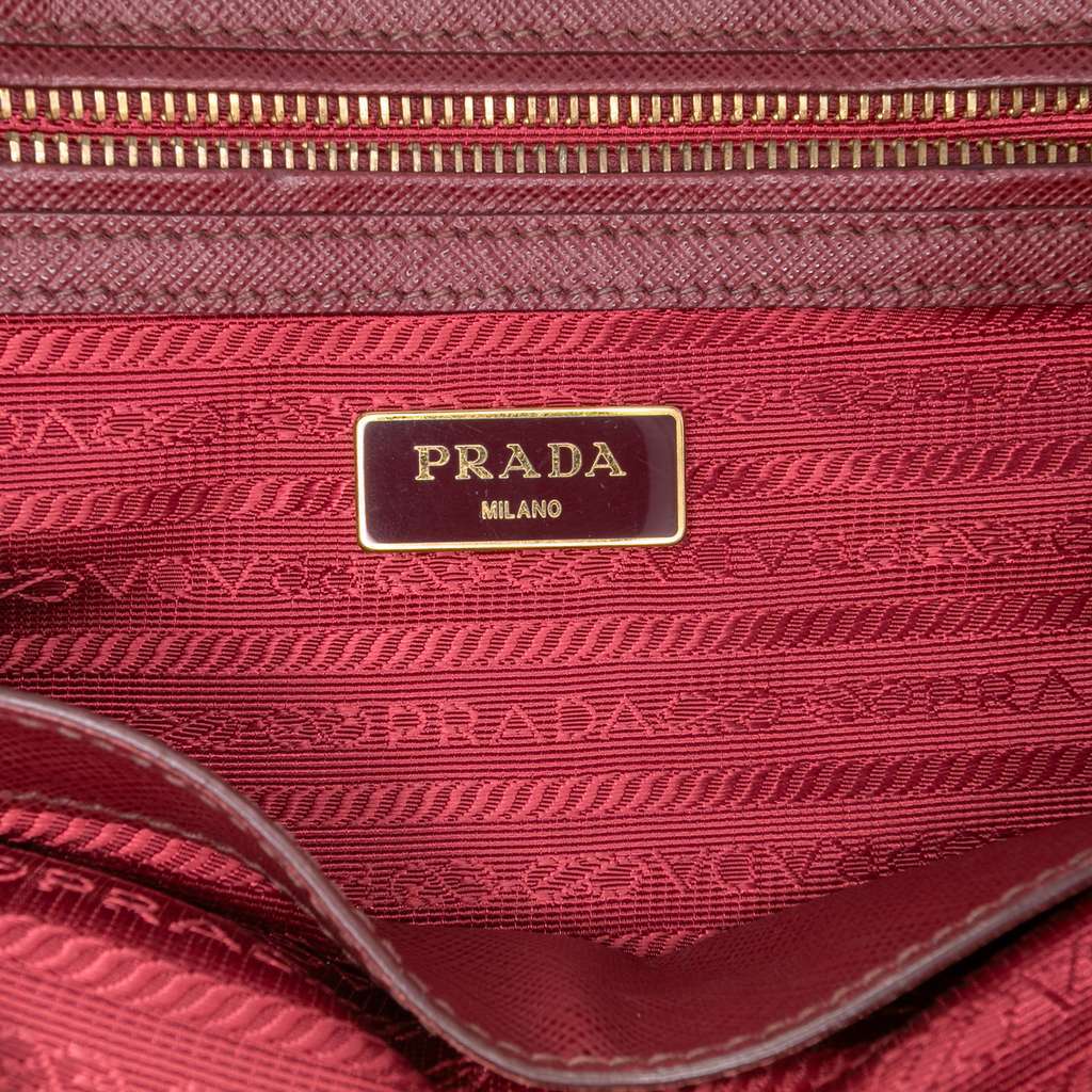 Prada Medium Saffiano Lux Galleria Double Zip Satchel Red Leather Good - Box View
