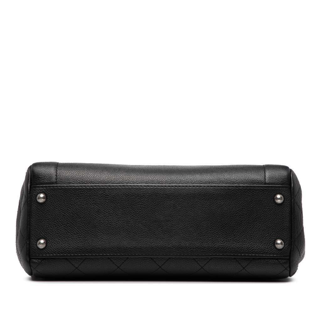 Chanel CC Quilted Caviar Top Handle Bag Black Leather Good condition - Inside View