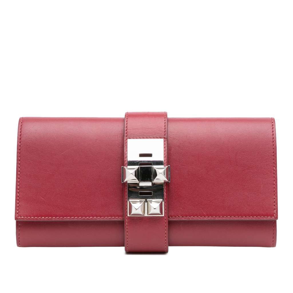 Hermès Tadelakt Medor 23 Red Leather Fair condition - Front View