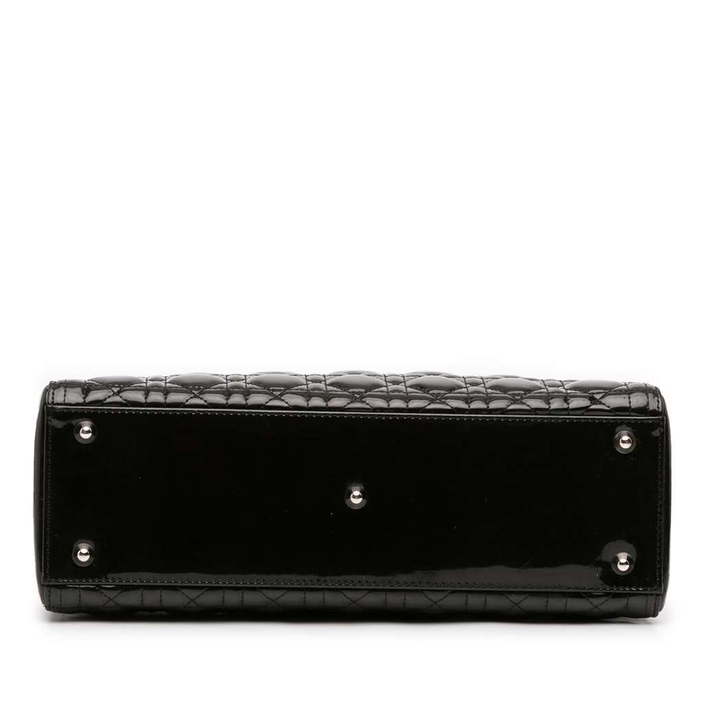 Dior Large Patent Cannage Lady Dior Black Leather Good - Inside View