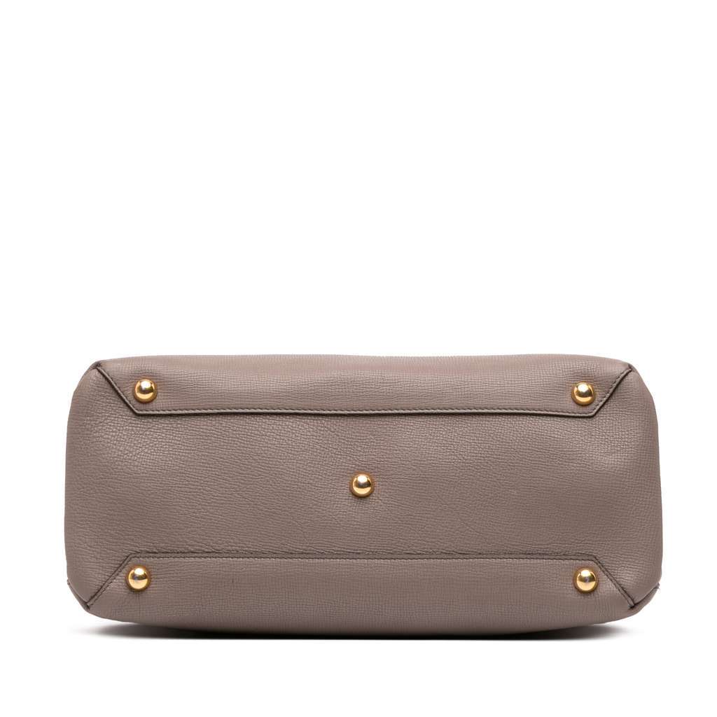 Burberry Medium Leather and House Check Banner Satchel Brown Leather Fair - Inside View