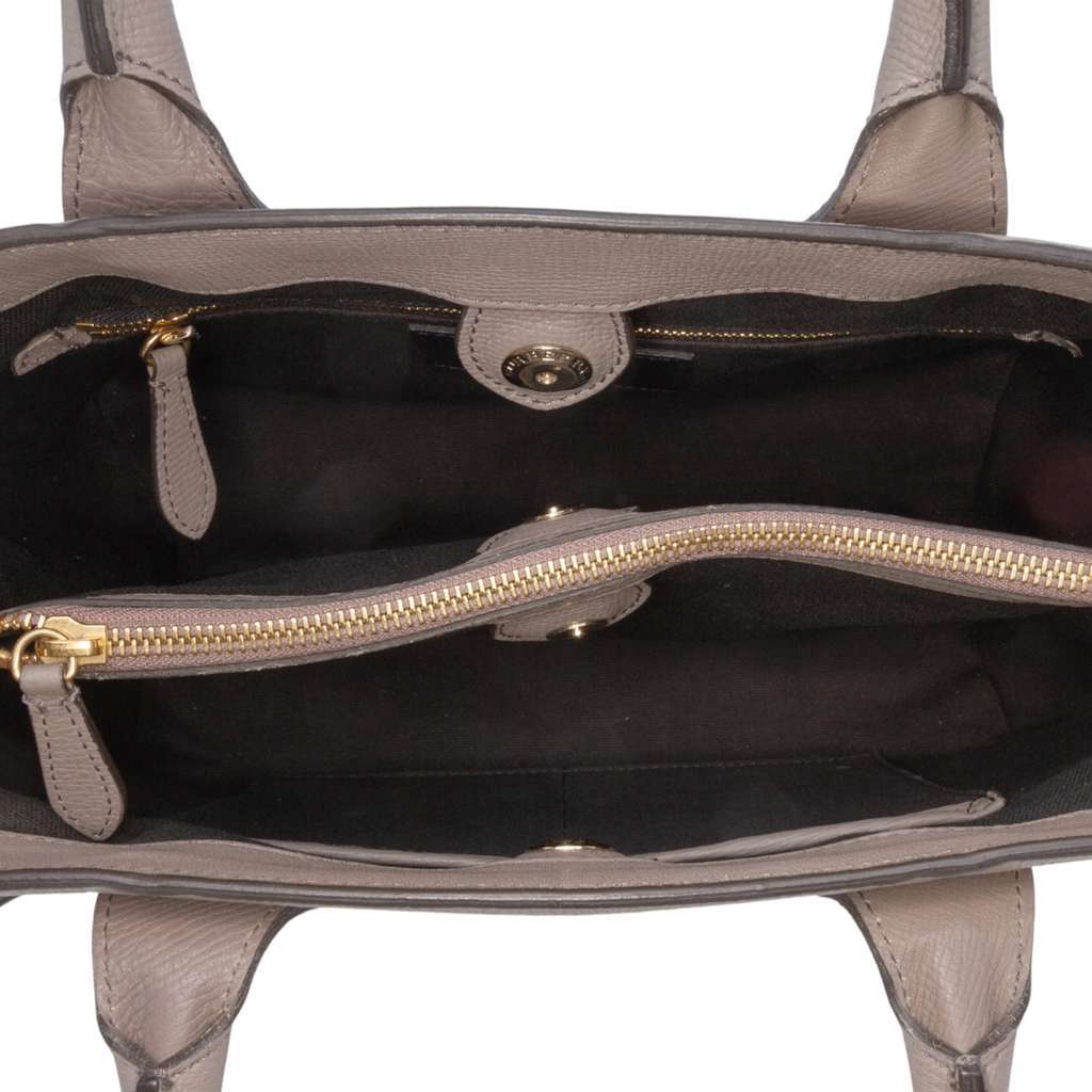 Burberry Medium Leather and House Check Banner Satchel Brown Leather Fair - Model View
