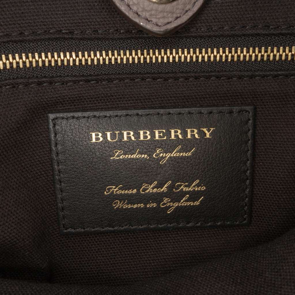 Burberry Medium Leather and House Check Banner Satchel Brown Leather Fair - Box View