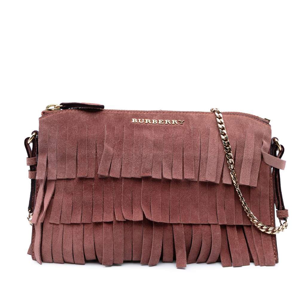 Burberry Suede Peyton Fringe Crossbody Pink Leather Good condition - Front View