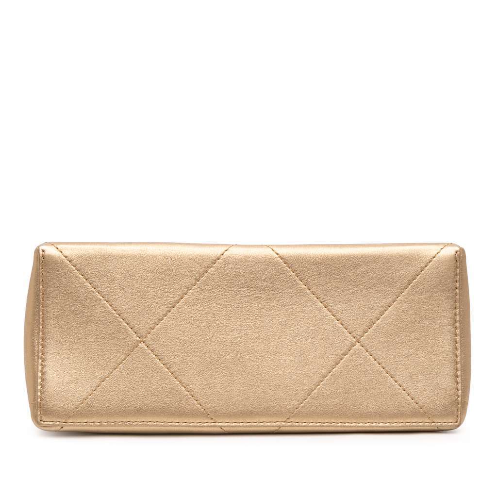 Chanel Small Calfskin Kiss Lock Frame Bag Gold Leather Good - Inside View