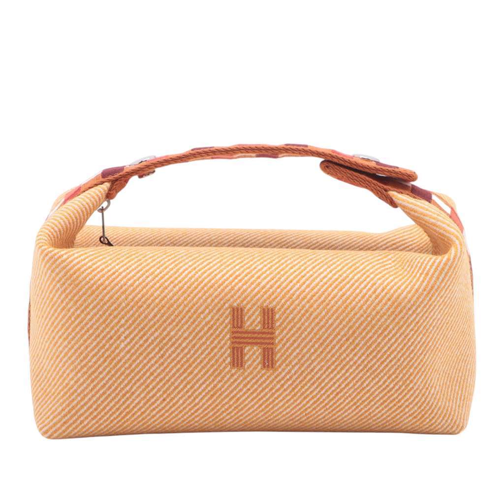 Hermès Small Wool Bride a Brac Au Carre Case Orange Wool Very good condition - Front View