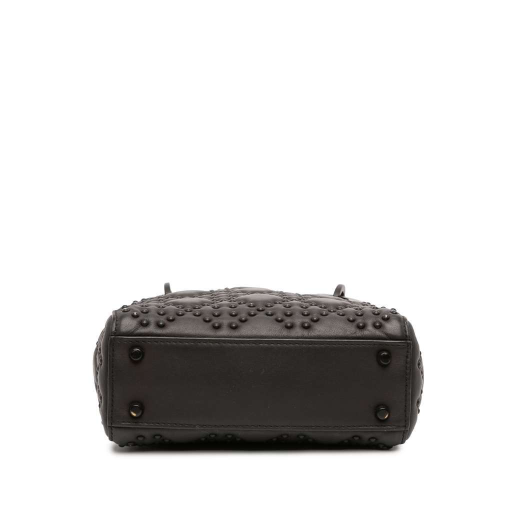 Dior Mini Ultra Matte Calfskin Cannage Studded Supple Lady Dior Black Leather Good - Inside View