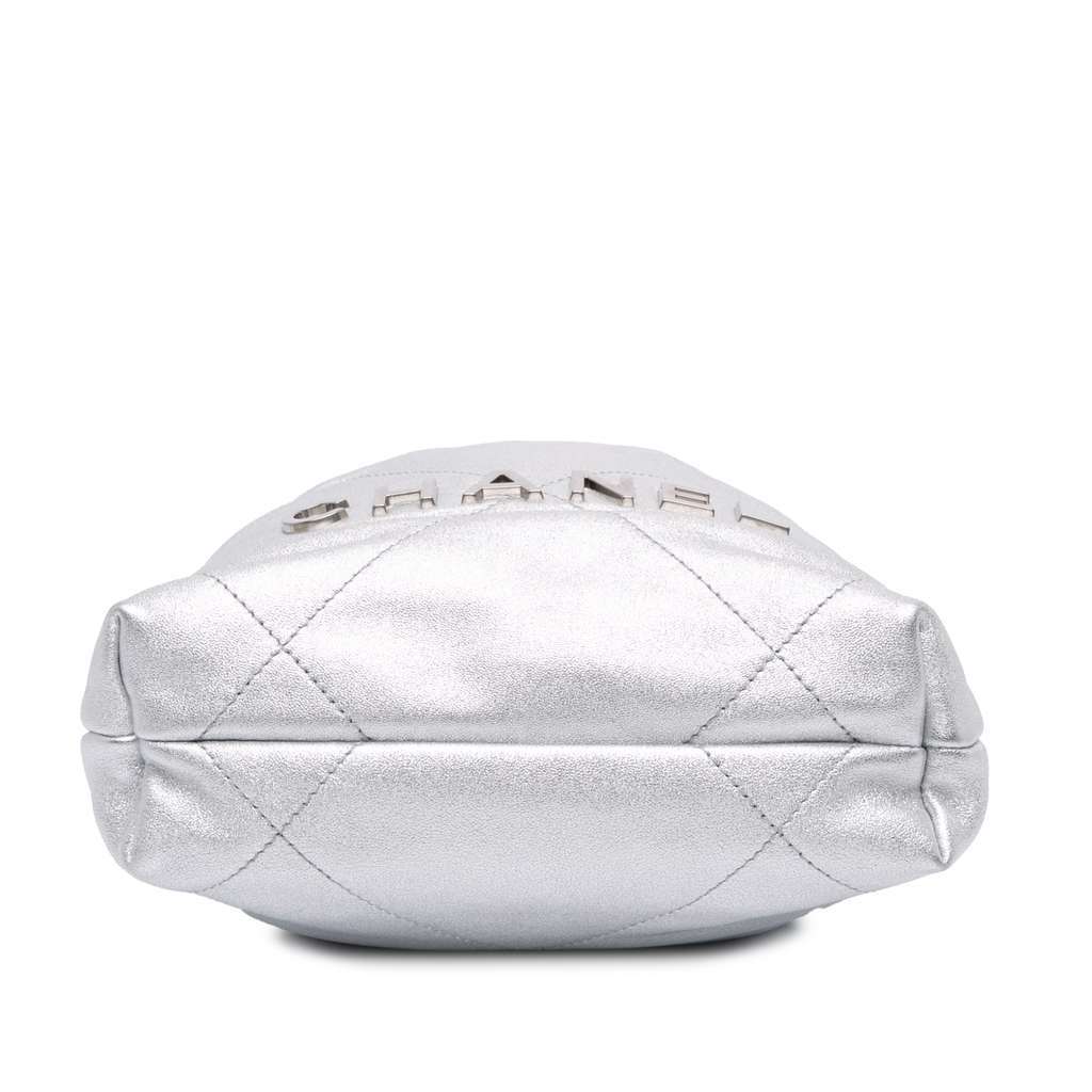 Chanel Mini Metallic Calfskin 22 Satchel Silver Leather Very good - Inside View
