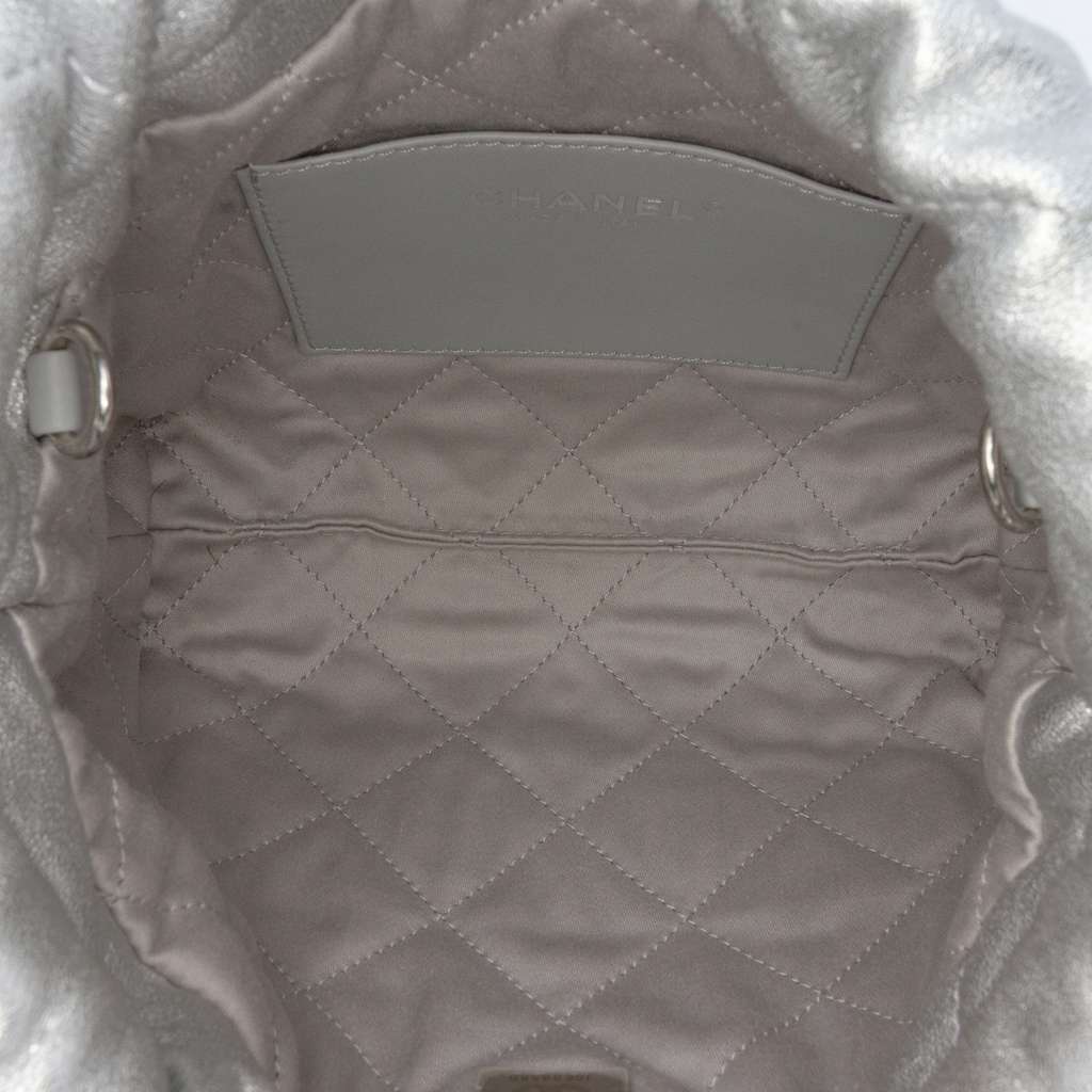 Chanel Mini Metallic Calfskin 22 Satchel Silver Leather Very good - Model View