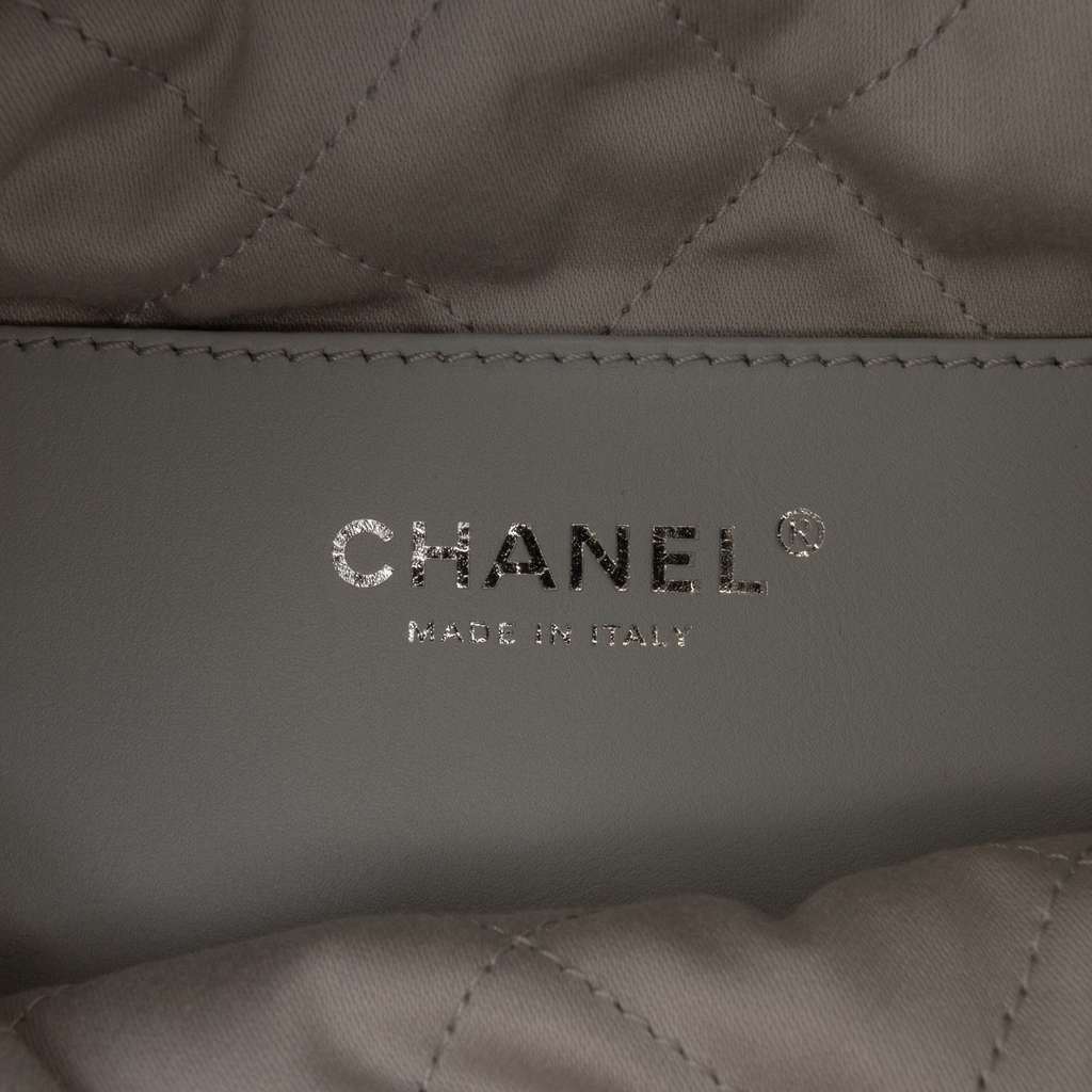 Chanel Mini Metallic Calfskin 22 Satchel Silver Leather Very good - Box View