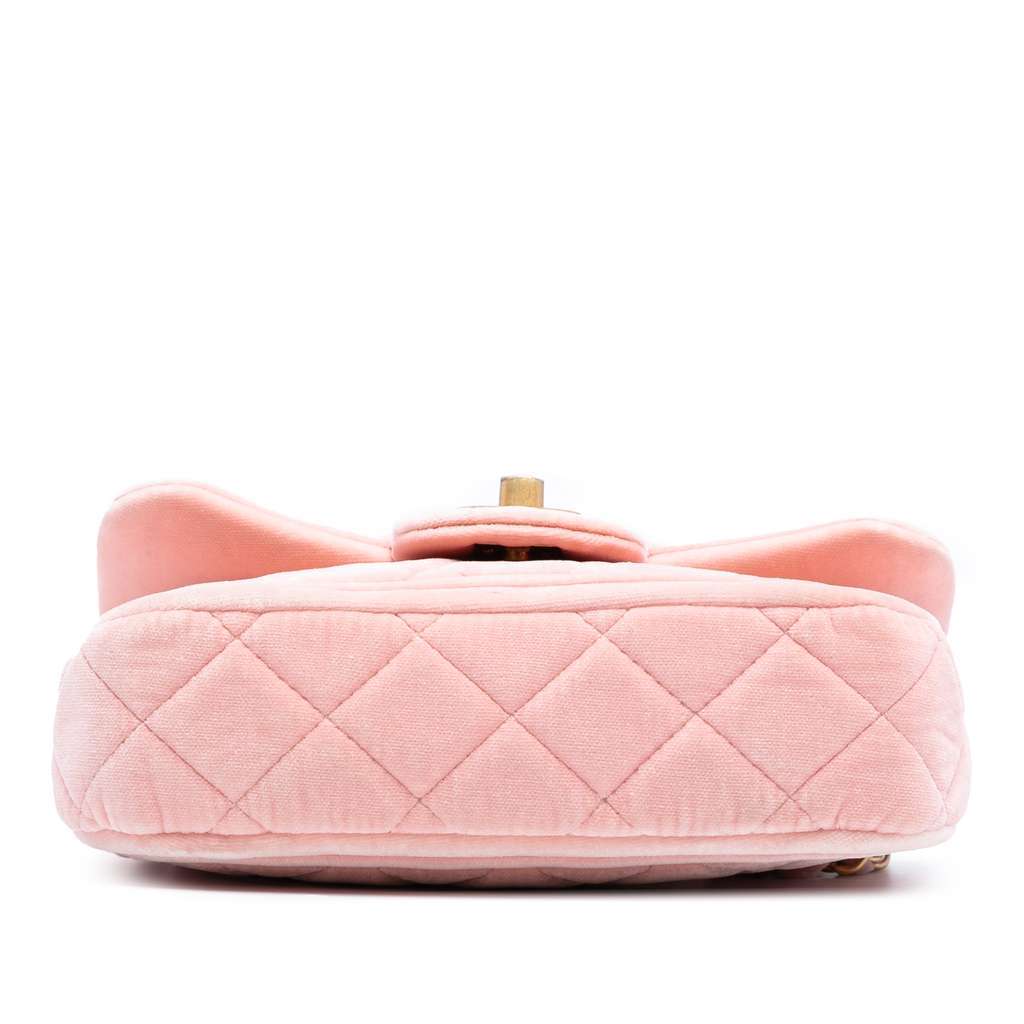Chanel Mini Quilted Velvet Double Frame Flap Pink Velvet Very good - Inside View