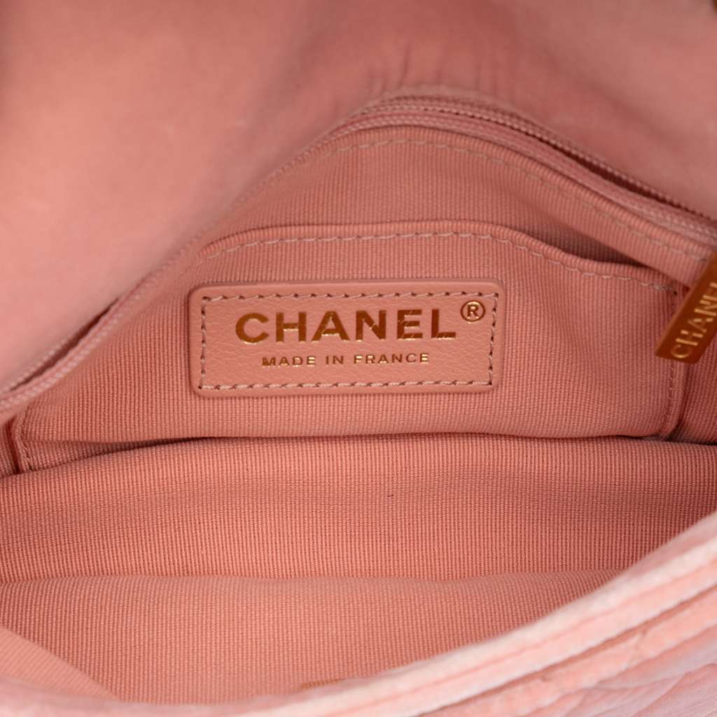 Chanel Mini Quilted Velvet Double Frame Flap Pink Velvet Very good - Model View