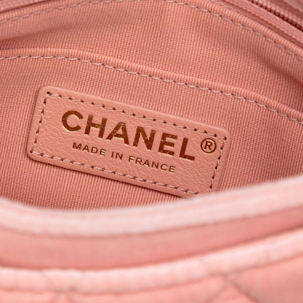Chanel Mini Quilted Velvet Double Frame Flap Pink Velvet Very good - Box View