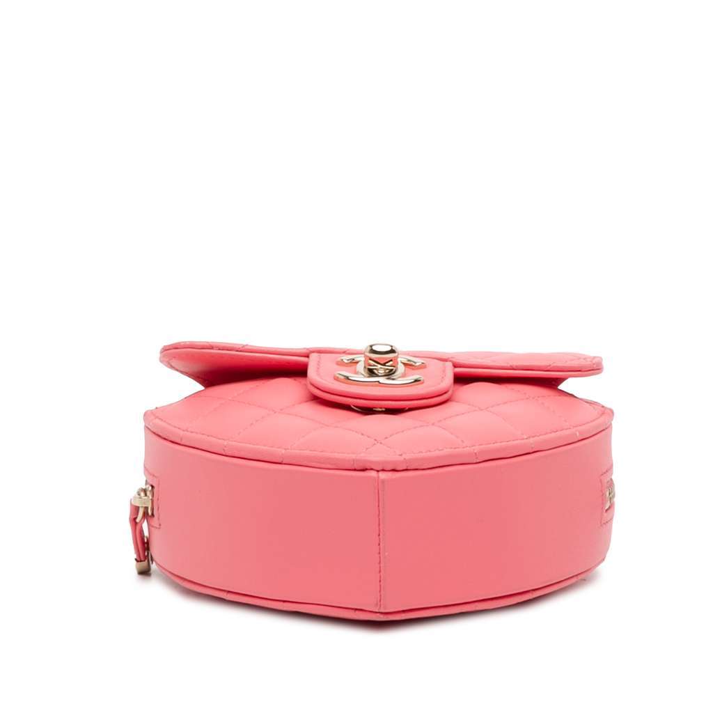 Chanel Mini Lambskin CC in Love Heart Crossbody Pink Leather Very good condition - Inside View
