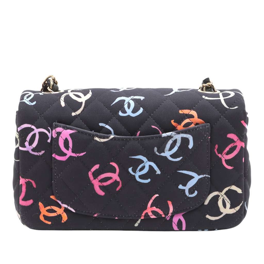 Chanel Mini Rectangular Quilted Jersey Flap Blue Cotton Good - Back View