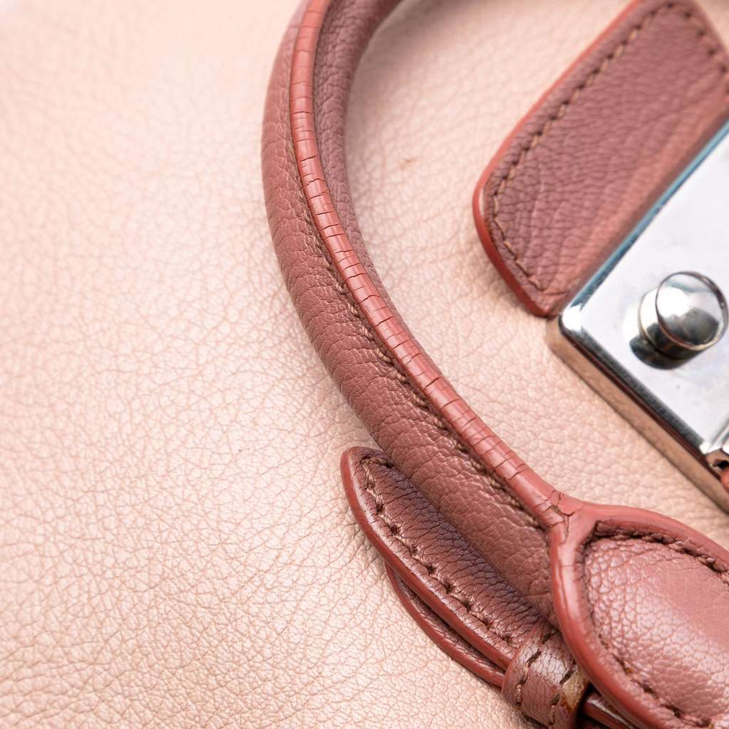 Miu Miu Bicolor Goatskin Madras Satchel Pink Leather Good - Box View