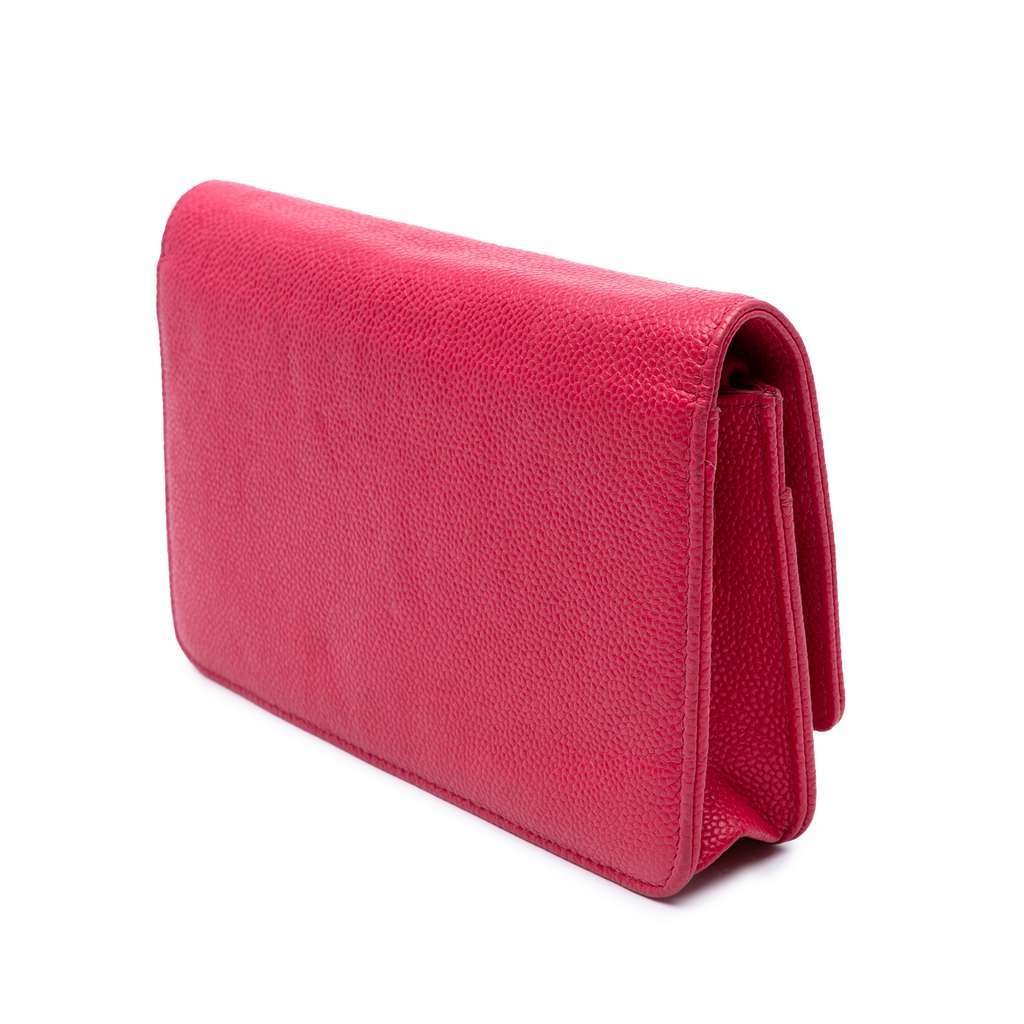 Chanel Caviar Bicolor CC Wallet On Chain Pink Leather Very good - Back View