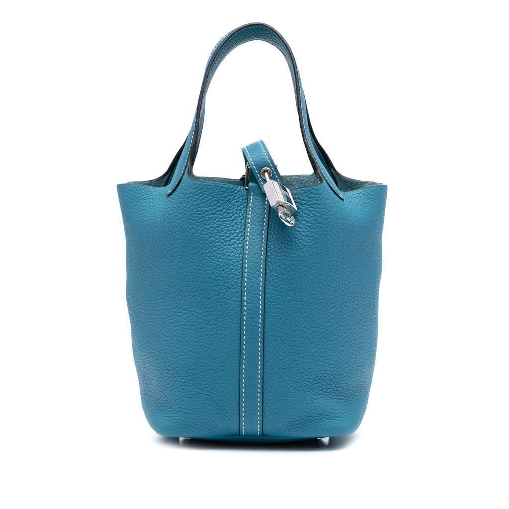 Hermès Clemence Picotin Lock 18 Blue Leather Good condition - Front View