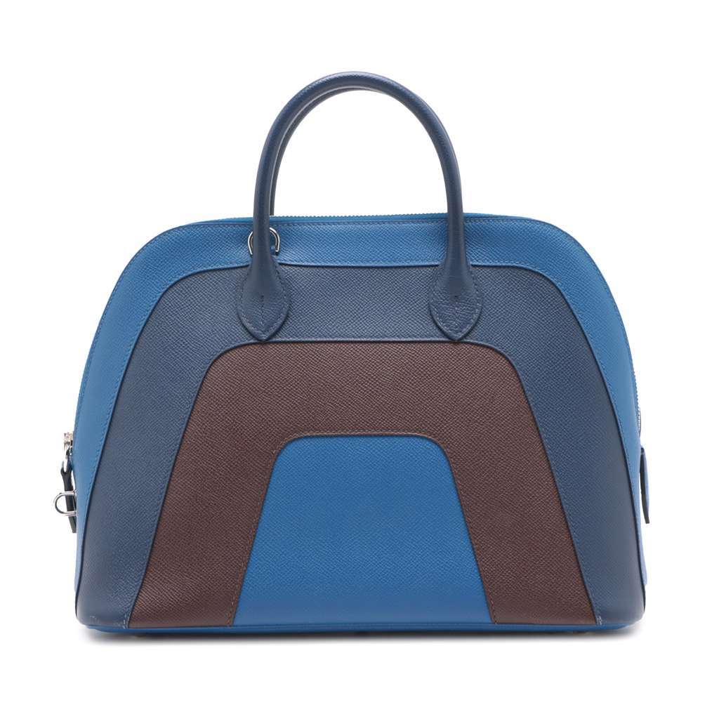 Hermès Epsom Rainbow Bolide 1923 30 Blue Leather Good condition - Back View
