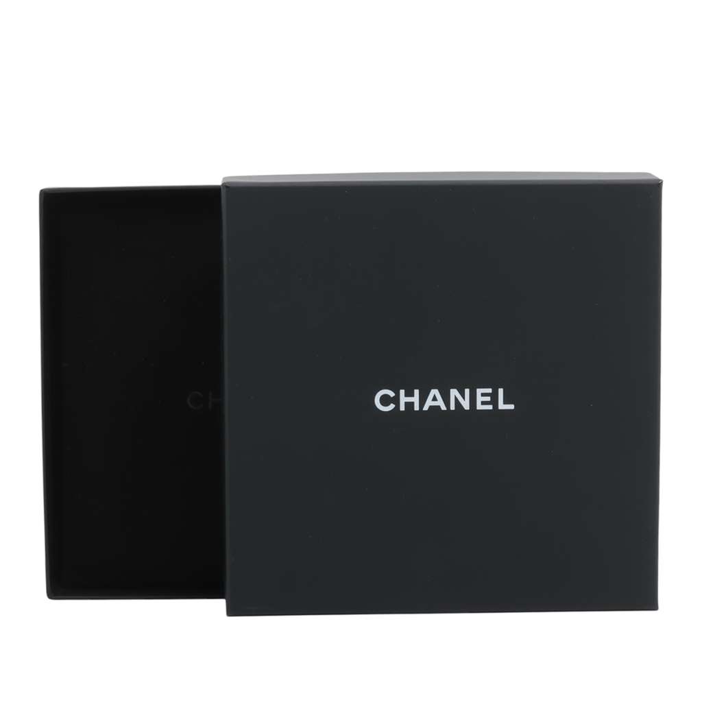 Chanel Gold Plated Heart Logo Rhinestone Necklace Gold Metal Good - Box View