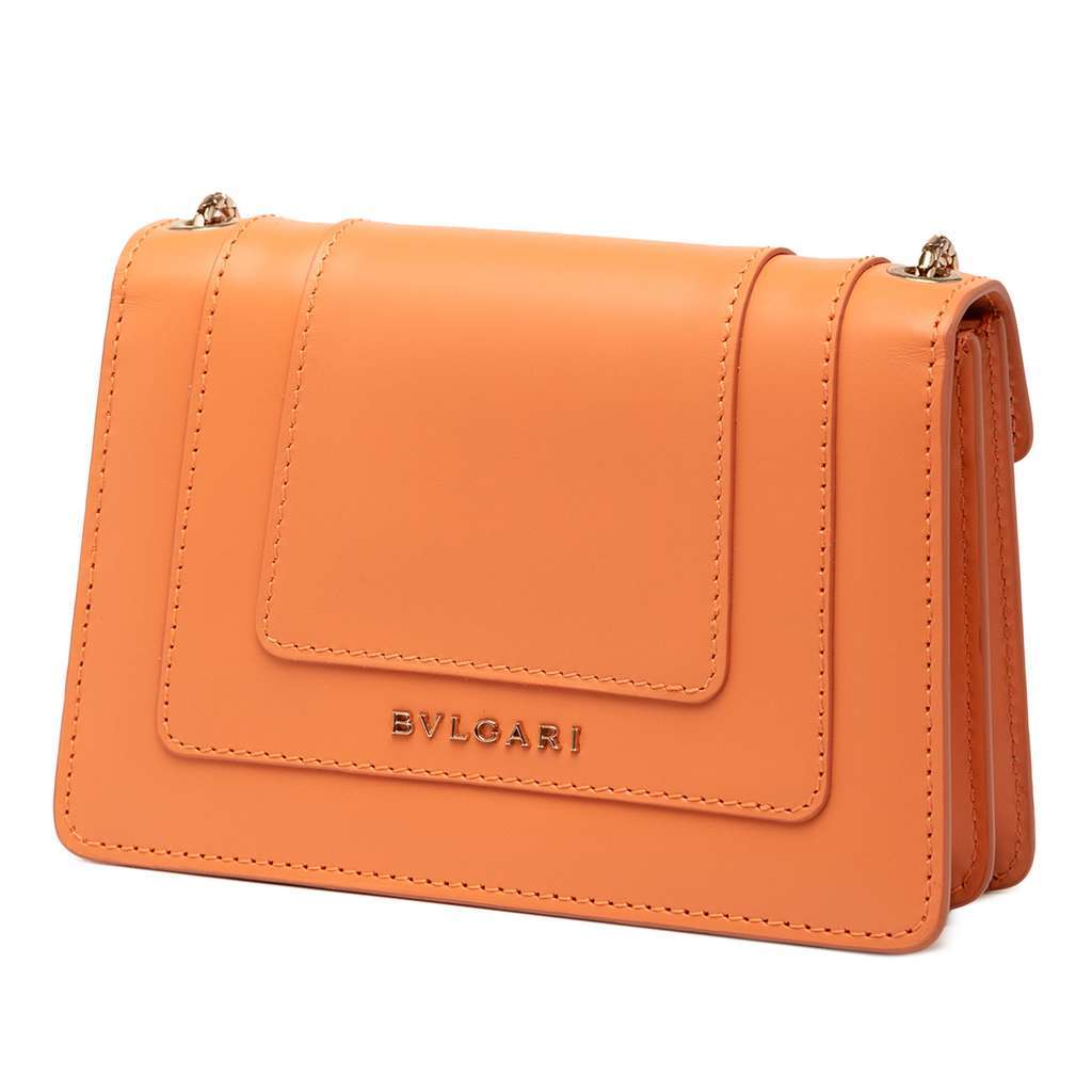 Bvlgari Calfskin Serpenti Forever Crossbody Orange Leather Good - Back View