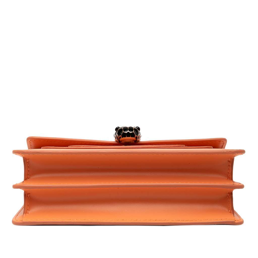 Bvlgari Calfskin Serpenti Forever Crossbody Orange Leather Good - Inside View