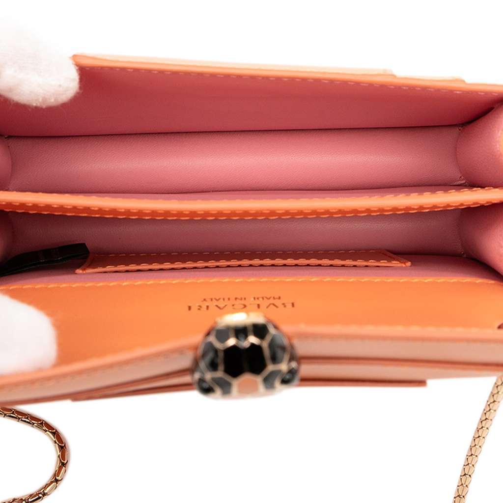 Bvlgari Calfskin Serpenti Forever Crossbody Orange Leather Good - Model View