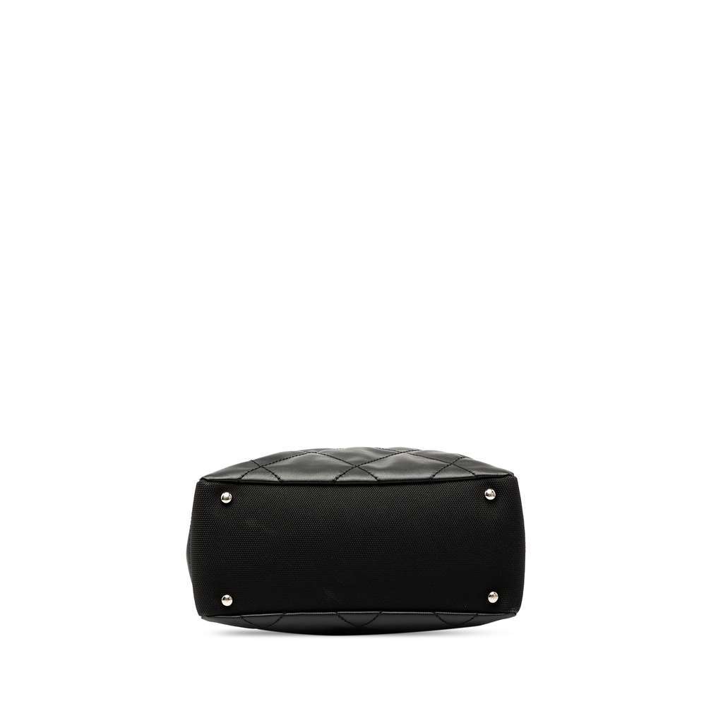 Chanel Small Quilted Coated Canvas Paris Biarritz Tote Black Canvas Good - Inside View