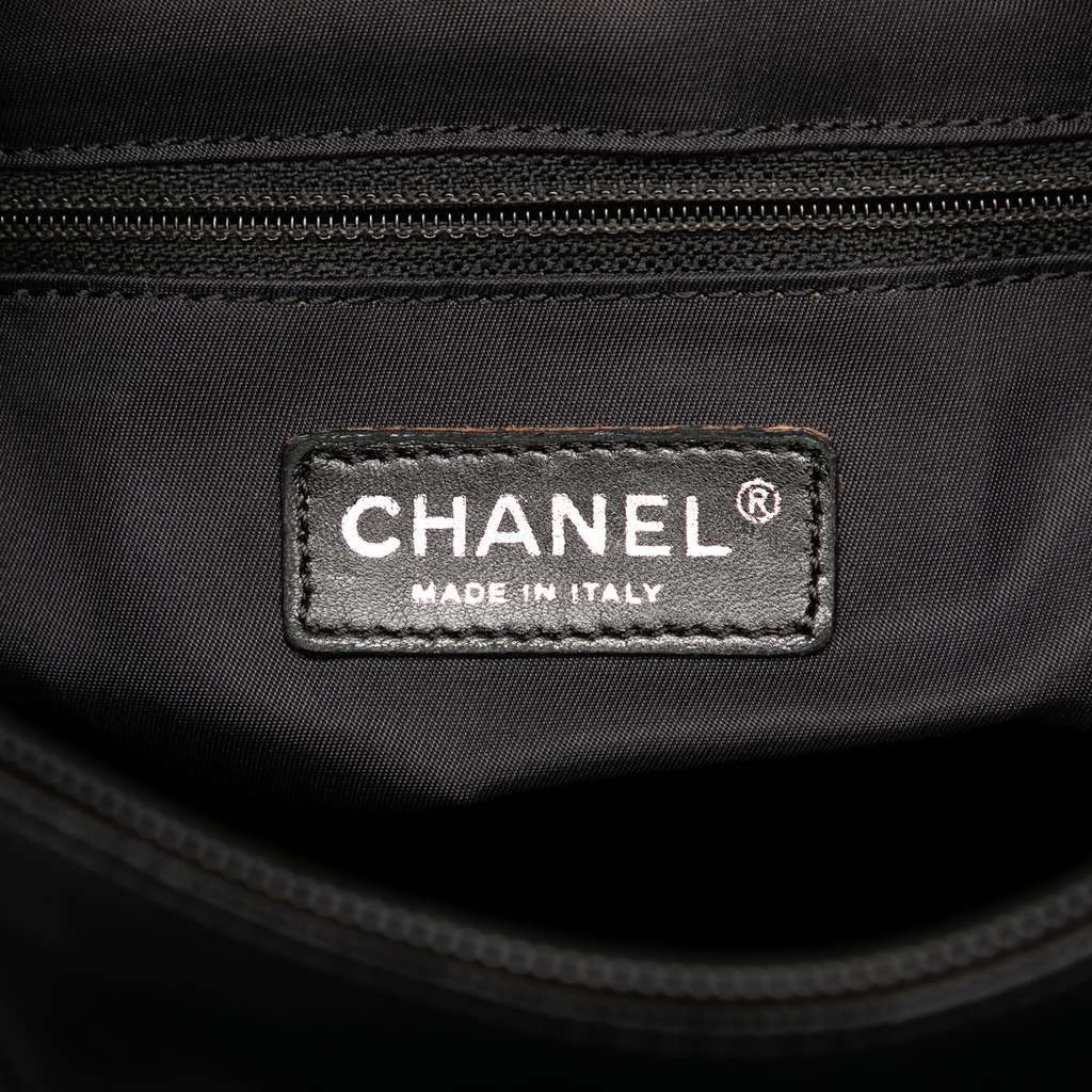 Chanel Small Quilted Coated Canvas Paris Biarritz Tote Black Canvas Good - Box View