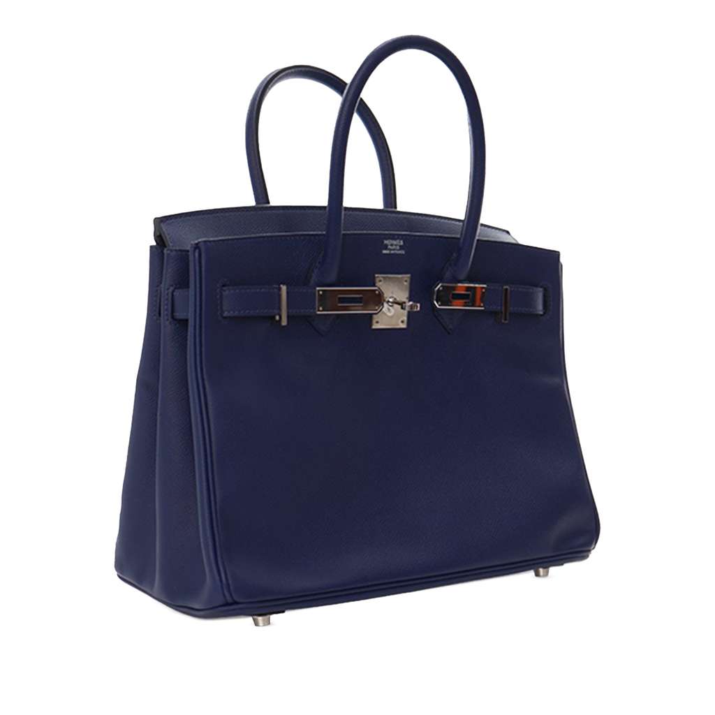 Hermès Epsom Birkin Retourne 30 Blue Leather Good condition - Box View