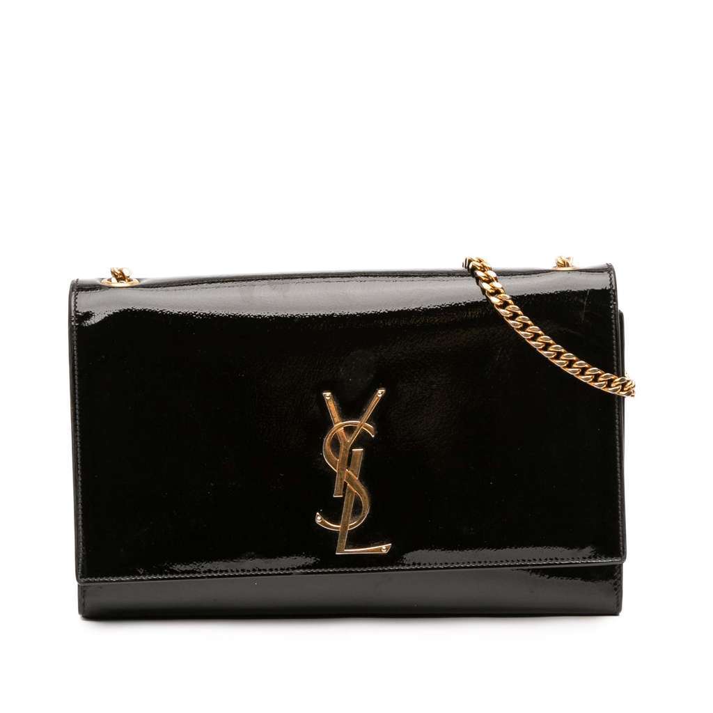Saint Laurent Medium Patent Monogram Kate Crossbody Black Leather Good condition - Front View