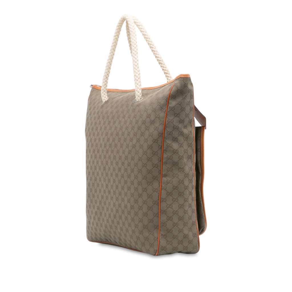 Gucci GG Canvas Rope Tote Brown Canvas Very good - Back View