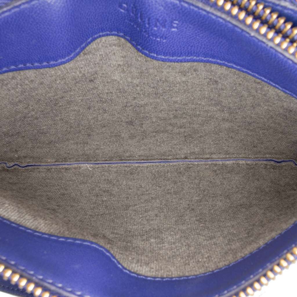 Celine Small Lambskin Trio Crossbody Blue Leather Good - Model View