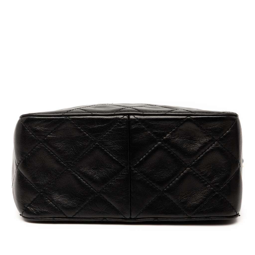 Chanel CC Quilted Lambskin Turnlock Handbag Black Leather Very good - Inside View