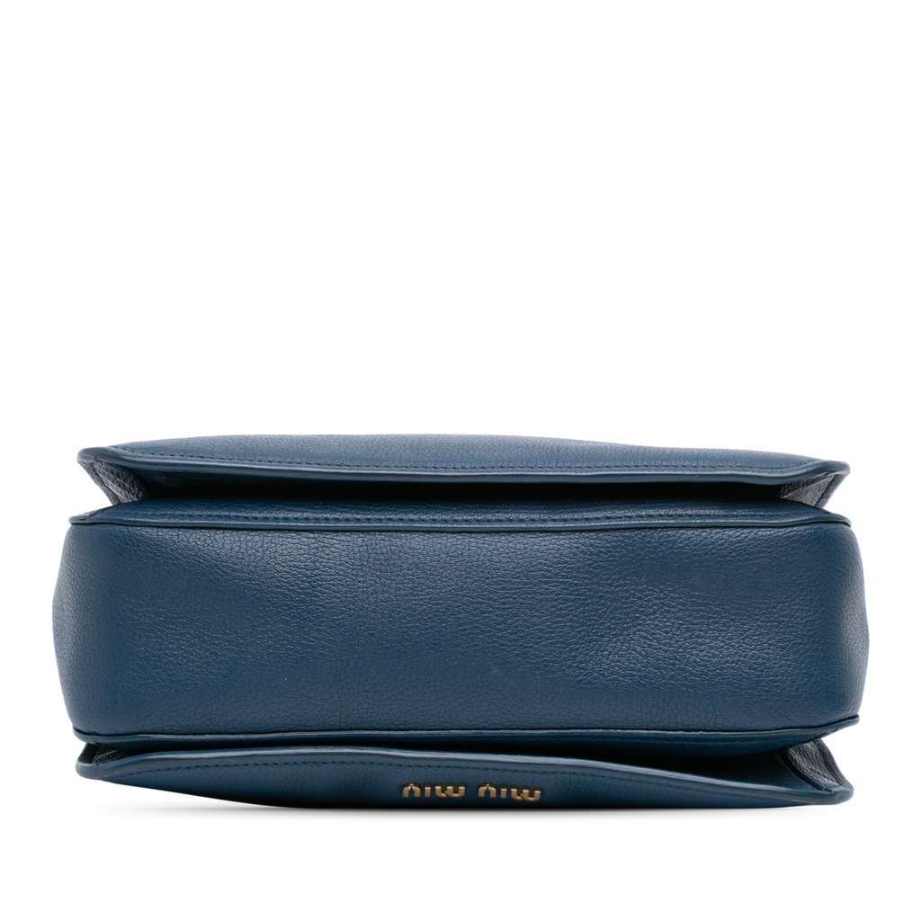 Miu Miu Goatskin Madras Satchel Blue Leather Fair - Inside View