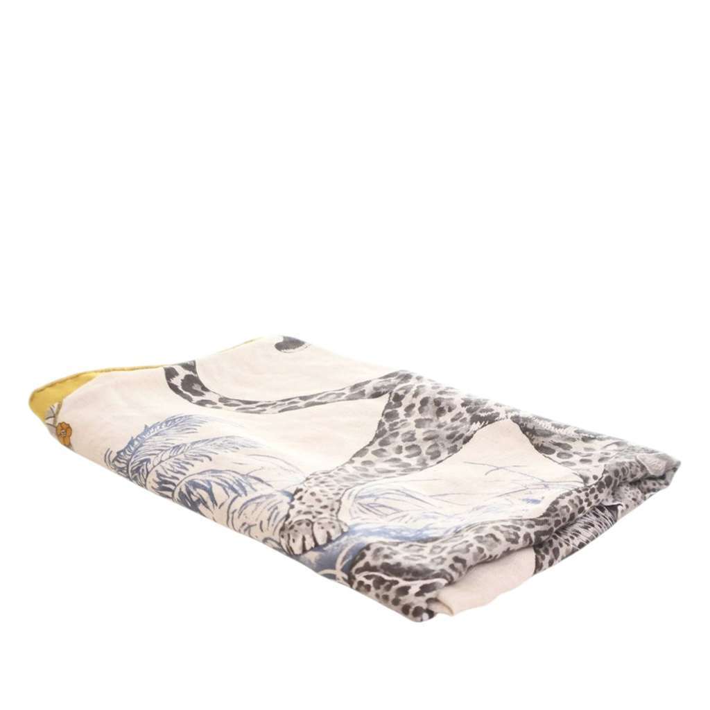 Hermès Jungle Love Cashmere Silk Triangle Scarf Grey Wool Good condition - Front View