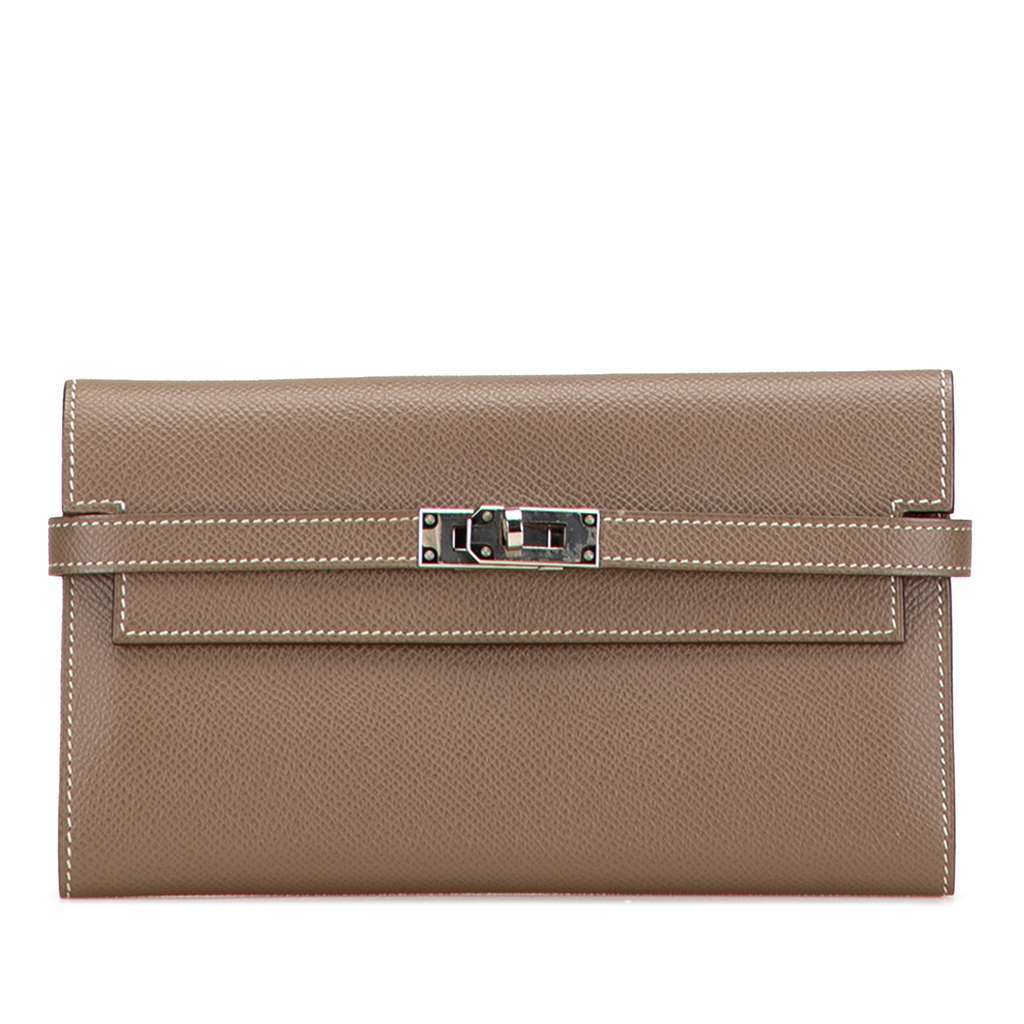 Hermès Epsom Kelly Longue Wallet Brown Leather Good condition - Front View